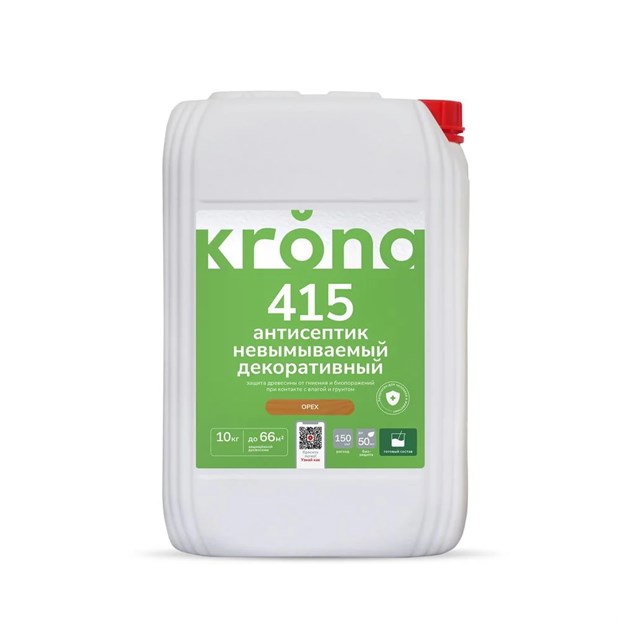 Антисептик невымываемый декоративный KRONA 415 орех10 кг С6496
