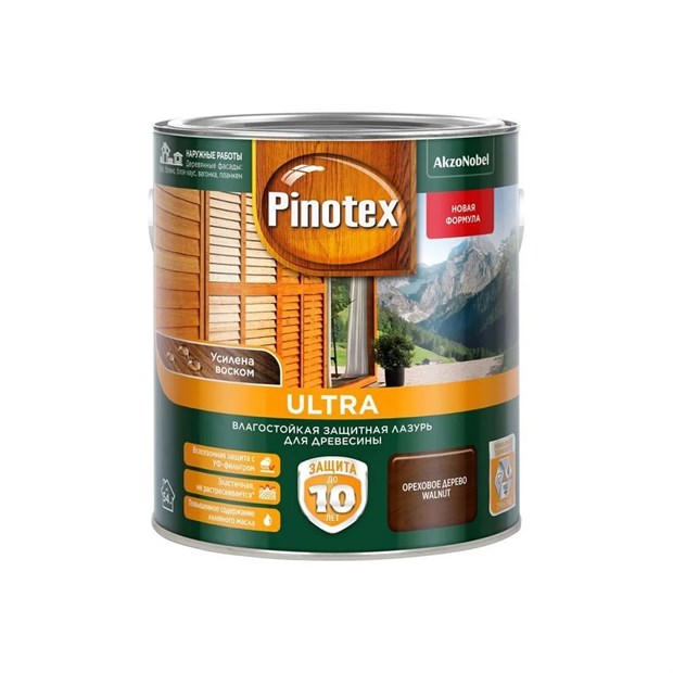 Пропитка Pinotex Ultra ореховое дерево полуглянцевая 1 л голубая банка М7634