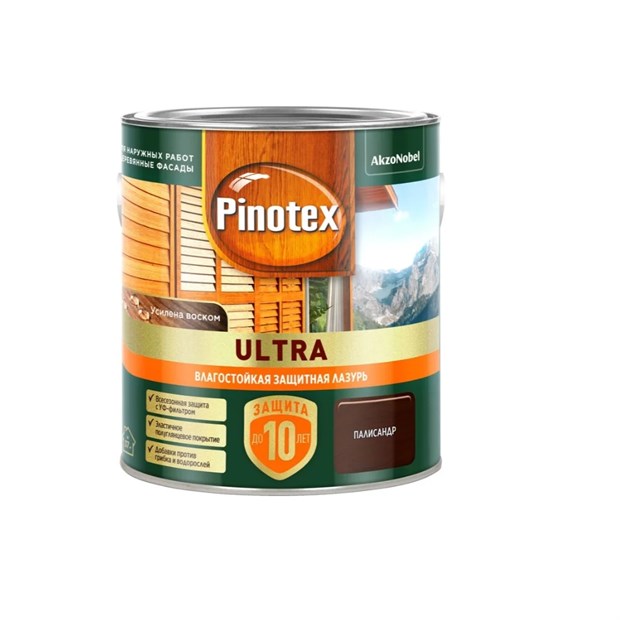 Пропитка Pinotex Ultra палисандр полуглянцевая 2,5 л зеленая банка С7620