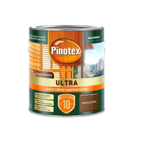 Пропитка Pinotex Ultra тиковое дерево полуглянцевая 2,5 л зеленая банка Р7944