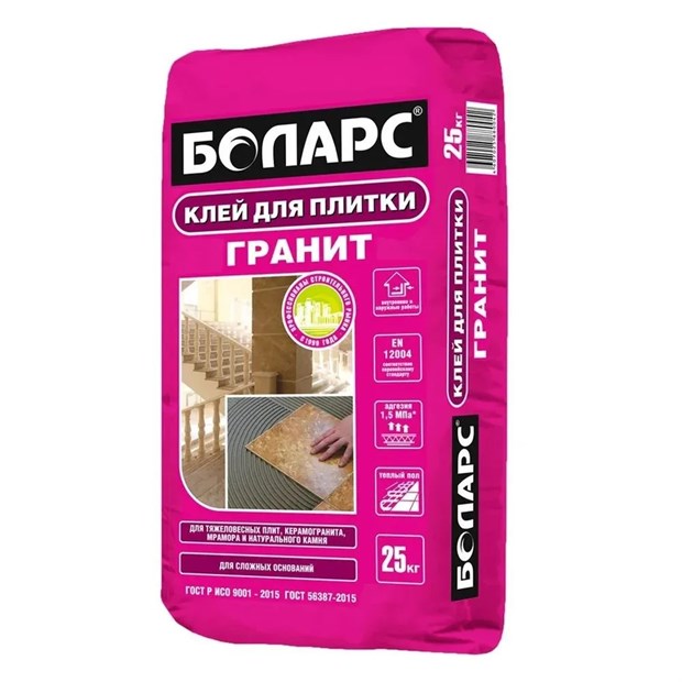 Клей плиточный БОЛАРС ГРАНИТ для плитки, С2ТЕ 25 кг А3238