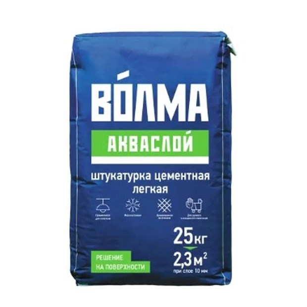 Штукатурка ВОЛМА - Акваслой  цементная для ручного и МН 25 кг И9749