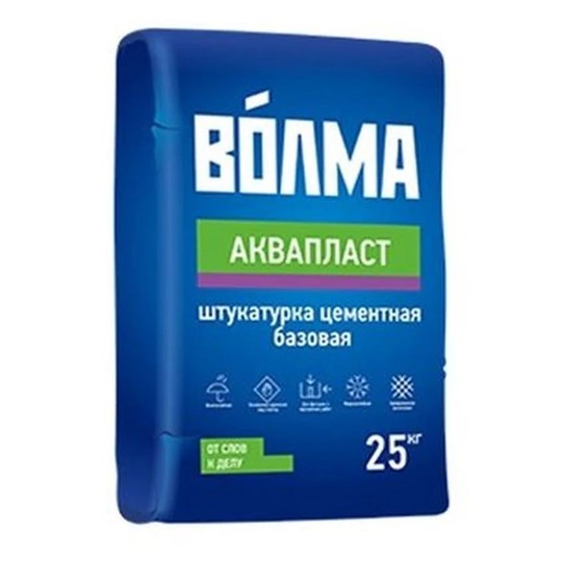 Штукатурка ВОЛМА - Аквапласт цементная серая 25 кг Д7395