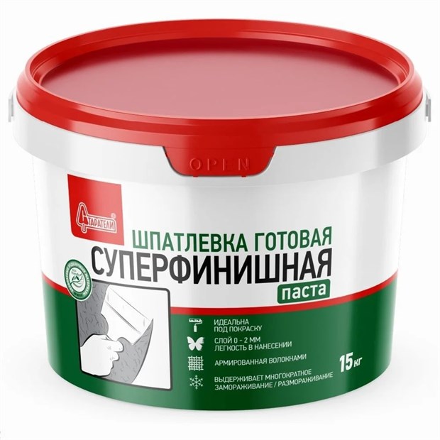 Шпатлевка готовая суперфинишная 15кг Старатели (48шт/подд) Д7307