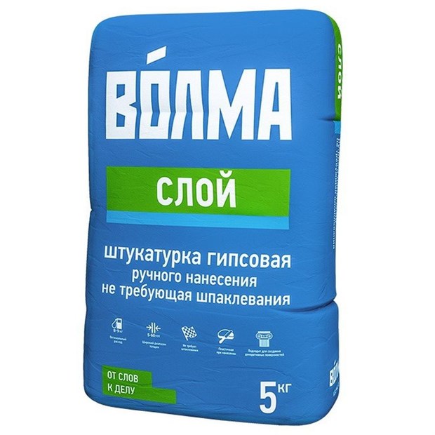 Штукатурка ВОЛМА - Слой гипсовая белая 5 кг В5062 - фото 6897