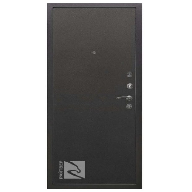 Дверь стальная Райтвер СТРОНГ 100 (мет/мет серебро черн) 960х2050 мм правая фурнитура внутри К8325