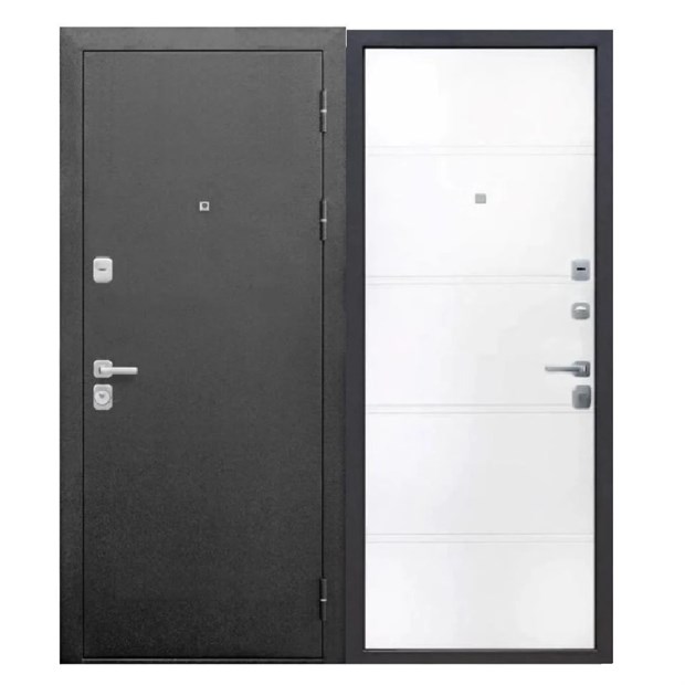 Дверь металл 9 см Серебро Эмалит белый 960х2050 мм левая Р2093