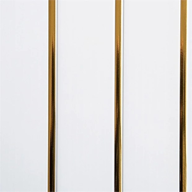 Панель ПВХ белая глянец золото 3-полосы 3x0,24x0,008 м Д4315