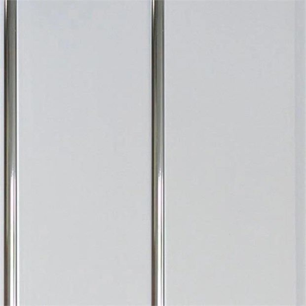 Панель ПВХ белая глянец хром 2-полосы 3x0,24x0,008 м Е0122