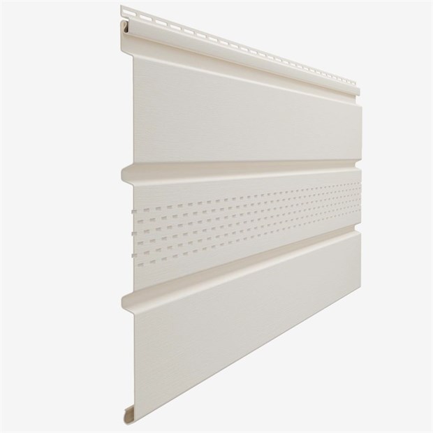 Софит Docke Standard 4Т с центральной перфорацией 3000×305 Пломбир 0,92м2 (16шт/уп) С6740