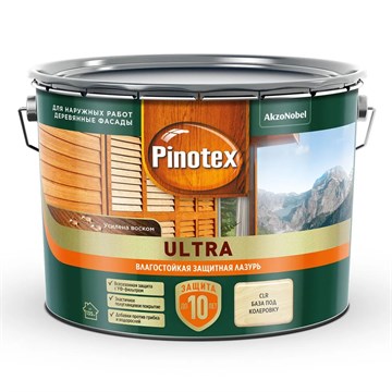 Пропитка Pinotex Ultra бесцветная полуглянцевая 9 л зеленая банка С7552