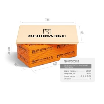 Экструзионный пенополистирол Пеноплэкс ГЕО С 50х585х1185 мм 5,5458 кв.м М9952