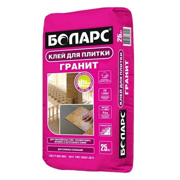 Клей плиточный БОЛАРС ГРАНИТ для плитки, С2ТЕ 25 кг А3238