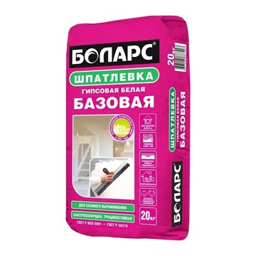 Шпатлевка БОЛАРС БАЗОВАЯ гипсовая белая 20 кг А0704