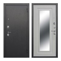 Дверь металл 6 см Царское Зеркало Серебро Белый ясень 960х2060 правая М2809