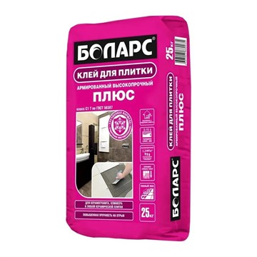 Клей плиточный БОЛАРС ПЛЮС для плитки, С1Т 25 кг А3228