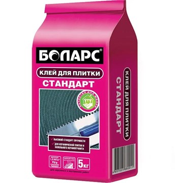 Клей плиточный БОЛАРС СТАНДАРТ для плитки, С1 5 кг А2637