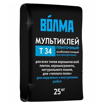 Клей плиточный ВОЛМА Мультиклей Т34, С1Т 25 кг И6843
