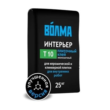 Клей плиточный ВОЛМА  Интерьер Т10, С0 высокопрочный 25 кг В4823