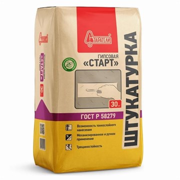 Штукатурка МН Старт гипсовая серая 30кг Старатели (49/подд) И9789