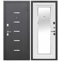 Дверь металл 7,5 см Гарда Серебро Зеркало Белый ясень 860х2050 правая Н0341