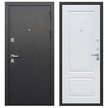 Дверь металл Толстяк Букле черный Белый ясень 960х2050 мм левая Р3231