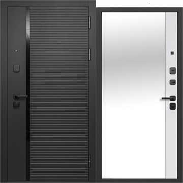 Дверь металл 9 см ЧЕРНОЕ ЗЕРКАЛО Эмалит белый 960х2050 мм левая С9488