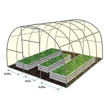 Комплект грядок для теплицы 3*4 из трех грядок (0,65*3,75 м-2 шт,0,5*3 м-1 шт), высота 0,2 м К1493