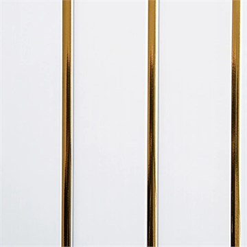 Панель ПВХ белая глянец золото 3-полосы 3x0,24x0,008 м Д4315